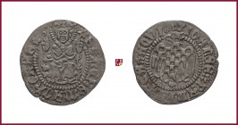 Aquileia, Giovanni (1387-1394), Denaro, 0,78 g Ag, 18 mm, eagle/Saint Hermagoras seated, Bernardi 62e
Almost Extremely Fine (qSpl).