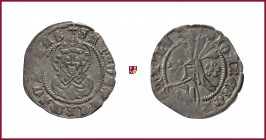 Aquileia, Giovanni (1387-1394), Denaro, 0,75 g Ag, 18 mm, helmet/Saint Hermagoras, Bernardi 63a
Almost Extremely Fine (qSpl).