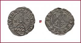 Aquileia, Antonio I (1395-1402), Denaro, 0,63 g Ag, 18 mm, helmet with decorated shield/eagle, Bernardi 65b
Almost Uncirculated (qFdc).