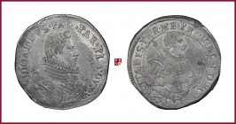 Parma, Odoardo Farnese (1622-1646), Scudo, 27,50 g Ag, 42 mm, bust right/bust of San Vitale right, CNI - ; comp. 66-76; MIR Emilia 1013/1; Davenport 4...