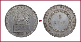 Revolution 1848, 5 Lire, 1848, Venice, 24,96 g Ag, 37 mm, Gigante 3
Extremely Fine (Spl).
