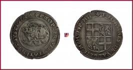 Malta, Jean de la Vallete (1557-1568), 4 Tari, undated, 11,51 g Ag, 35 mm, shield/head of John the Baptist, Restelli-Sammut 59
Scratches, otherwise E...