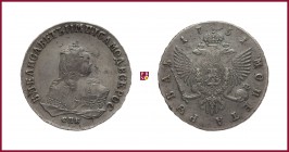 Russia, Elisabeth I (1741-1761), Rouble, 1751, Saint Petersburg, 25,47 g Ag, 41 mm, Bitkin 266; Davenport 1677
Planchet flaws, otherwise Good Extreme...