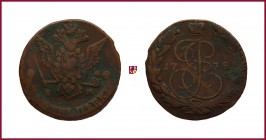 Russia, Catherine II (1762-1796), 5 Kopecks, 1778, Ekaterinburg, 49,33 g Cu, 41 mm, Bitkin 627
Very Fine (BB).
