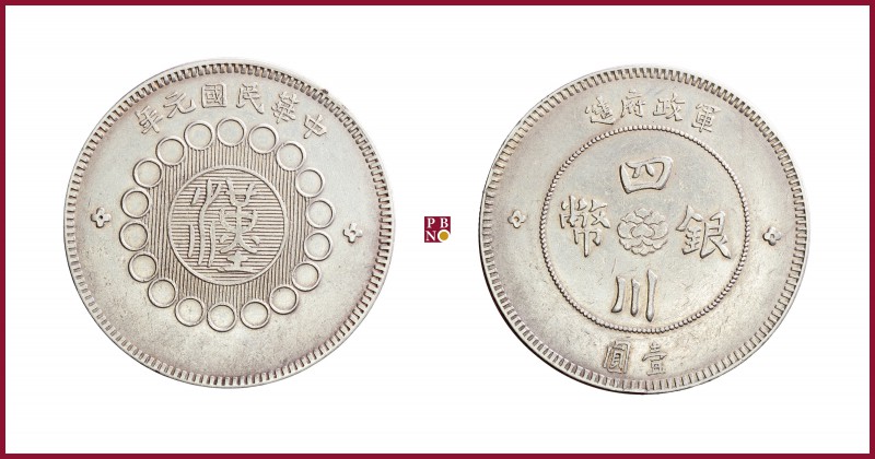 China, Szechuan Province, Dollar, year 1 (1912), 25,56 g Ag, 40 mm, Yeoman 456; ...