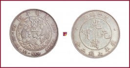 China, Dollar, undated issue (struck 1908), Tientsin Central Mint, Tai Ching Ti Kuo type, 26,78 g Ag, 39 mm, KM#Y14; Davenport 214
Obv.: Minor rim ni...