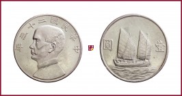 China, general Sun Yat-Sen, silver "Birds over Junk" Dollar, year 23 (1934) ,Yeoman 345
Rev.: Minor rim nicks @ 7 o’clock, otherwise Good Extremely F...