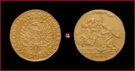 Duchy of Savoy, Carlo Emanuele III (1730-1755/1773), Zecchino, Type II, 1745, Turin, 3,43 g Au, 21 mm, eagle/Annunciation scene, MIR Savoia 916a, Fr. ...