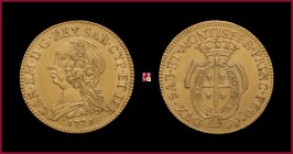 Duchy of Savoy, Carlo Emanuele III (1730-1755/1773), 1/2 Carlino Sardo da Doppiette 2,5, 1771, Turin, 8,01 g Au, 26 mm, MIR Savoia 955d, Fr. 1109. RRR...