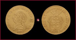 Duchy of Savoy, Carlo Emanuele III (1730-1755/1773), Doppietta Sarda, 1768, Turin, 3,20 g Au, 22, MIR Savoia 956a, Fr. R
Very Fine (BB)