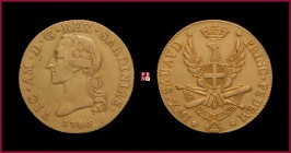 Kingdom of Sardinia, Vittorio Amedeo III (1773-1796), ½ Carlino da Doppie 2,5, 1786, Turin, 22,59 g Au, 34 mm, MIR Savoia 980, RR
Attractive gold pat...
