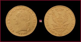 Kingdom of Sardinia, Vittorio Amedeo III (1773-1796), Doppia Nuova, 1790, Turin, 9,05 g Au, 25-26 mm, MIR Savoia 982e
Very Fine (BB)
