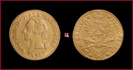 Kingdom of Sardinia, Vittorio Amedeo III (1773-1796), ½ Doppia Nuova, 1786, Turin, 4,56 g Au, 20-21 mm, MIR Savoia 984a
Nearly Extremely Fine (qSpl)