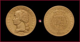 Kingdom of Sardinia, Vittorio Emanuele I (1800-1821), 20 Lire, 1818, Turin, MIR Savoia 1028c, Pag. Fr.
Very Fine (BB)