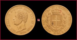 Kingdom of Sardinia, Carlo Alberto (1831-1849), 20 Lire, 1834, No mint mark (senza segno di zecca), MIR Savoia 1045j R
Very Fine (BB).