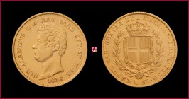 Kingdom of Sardinia, Carlo Alberto (1831-1849), 20 Lire, 1838, Genoa, MIR Savoia 1045m
About Extremely Fine (qSpl).