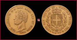 Kingdom of Sardinia, Carlo Alberto (1831-1849), 20 Lire, 1841, Genoa, MIR Savoia 1045r
Very Fine (BB).