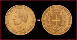 Kingdom of Sardinia, Carlo Alberto (1831-1849), 20 Lire, 1845, Genoa, MIR Savoia 1045v
Very Fine (BB).