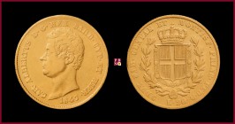 Kingdom of Sardinia, Carlo Alberto (1831-1849), 20 Lire, 1847, No mint mark (senza segno di zecca), MIR Savoia 1045aa. RR
About Very Fine (qBB).
