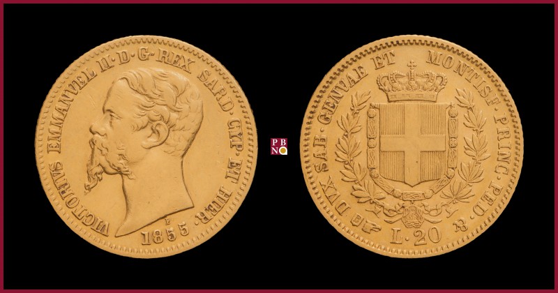 Kingdom of Sardinia, Vittorio Emanuele II (1849-1861), 20 Lire, 1855, Turin, MIR...