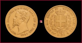 Kingdom of Sardinia, Vittorio Emanuele II (1849-1861), 20 Lire, 1855, Turin, MIR Savoia 1055l
Very Fine (BB).