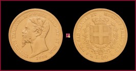 Kingdom of Sardinia, Vittorio Emanuele II (1849-1861), 20 Lire, 1856, Genoa, MIR Savoia 1055n
Very Fine (BB).