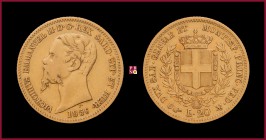 Kingdom of Sardinia, Vittorio Emanuele II (1849-1861), 20 Lire, 1856, Turin, MIR Savoia 1055o. RRR
Almost Very Fine (qBB).