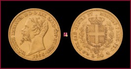 Kingdom of Sardinia, Vittorio Emanuele II (1849-1861), 20 Lire, 1858, Genoa, MIR Savoia 1055r
Almost Extremely Fine (qSpl)