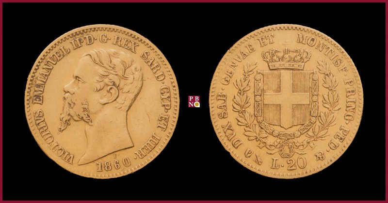 Kingdom of Sardinia, Vittorio Emanuele II (1849-1861), 20 Lire, 1860, Genoa, MIR...