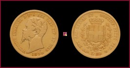 Kingdom of Sardinia, Vittorio Emanuele II (1849-1878), 10 Lire, 1850, Turin, MIR Savoia 1056b RR
Good Fine (MB+)