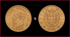 Kingdom, Vittorio Emanuele II (1849-1878), 10 Lire, 1863, Turin, MIR Savoia 1079c
Good Very Fine (BB+).