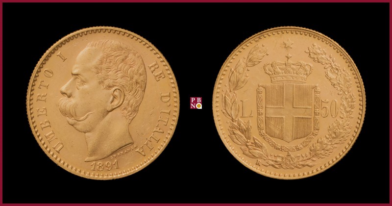 Kingdom, Umberto (1878-1900), 50 Lire, 1891, Rome, MIR Savoia 1097c RRR
Minor c...