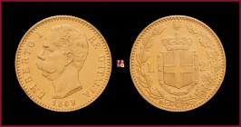 Kingdom, Umberto (1878-1900), 20 Lire, 1889, Rome, MIR Savoia 1098n R
Almost Extremely Fine (qSpl)