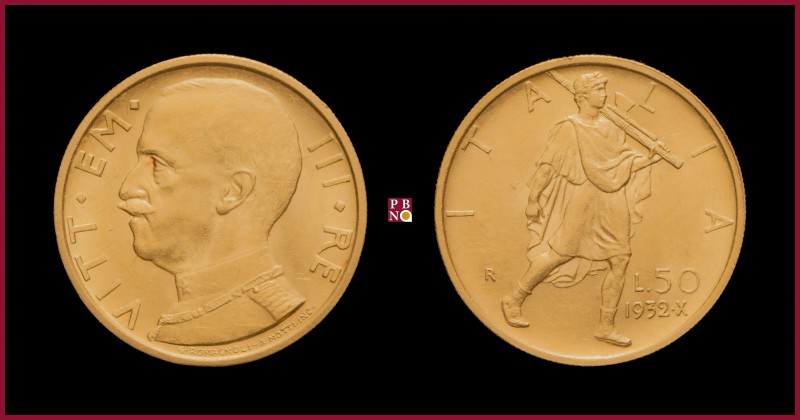 Kingdom, Vittorio Emanuele III (1900-1943), 50 Lire, 1932 A. X, Rome, MIR 1123c...
