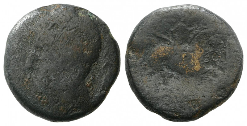 Spain, Arse-Saguntum, c. 200-150 BC. Æ Unit (25mm, 11.65g, 3h). Male head l.; ca...
