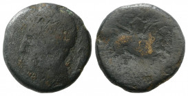 Spain, Arse-Saguntum, c. 200-150 BC. Æ Unit (25mm, 11.65g, 3h). Male head l.; caduceus behind. R/ Warrior, holding spear, on horseback r.; [star] behi...
