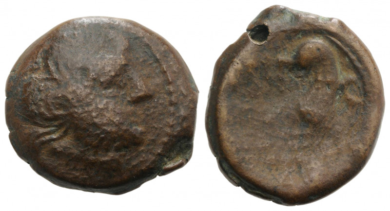 Spain, Carteia, c. 150-100 BC. Æ Semis (23mm, 8.57g, 9h). Laureate head of Jupit...