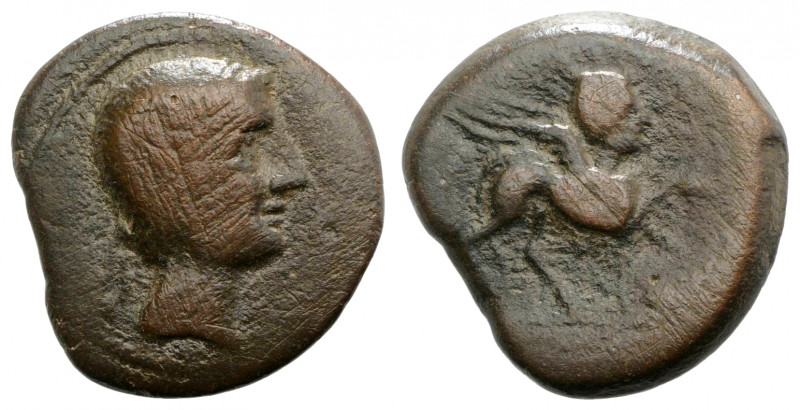 Spain, Castulo, late 3rd century BC. Æ (28mm, 13.45g, 6h). Diademed male head r....