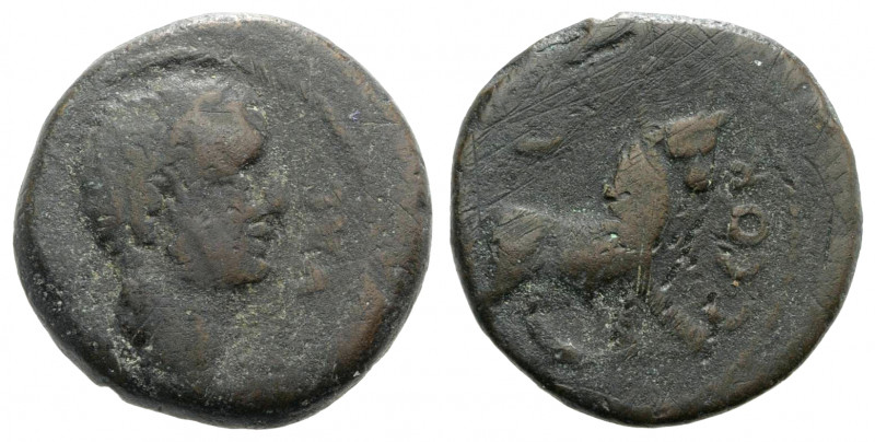 Spain, Castulo, mid 2nd century BC. Æ Semis (23mm, 7.84g, 6h). Laureate male hea...