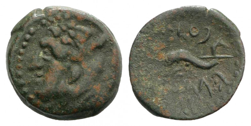 Spain, Gadir (Gades), 2nd century BC. Æ Quarter Unit (17mm, 2.87g, 12h). Head of...