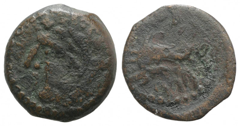 Spain, Gadir (Gades), c. 150-100 BC. Æ Quarter Unit (15mm, 2.38g, 6h). Head of M...