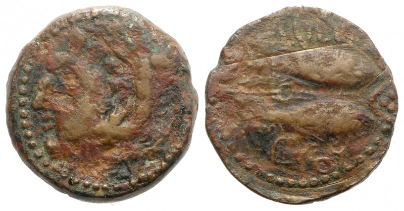 Spain, Gadir (Gades), 2nd century BC. Æ Unit (26mm, 13.01g, 6h). Head of Herakle...