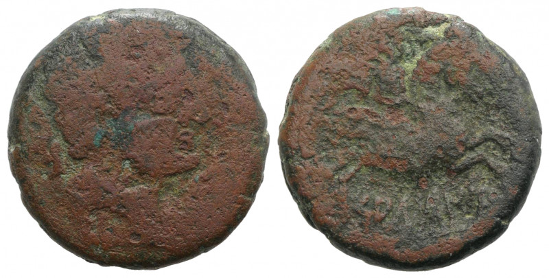 Spain, Saltuie, late 2nd-early 1st centuries BC. Æ Unit (26mm, 12.09g, 7h). Bare...