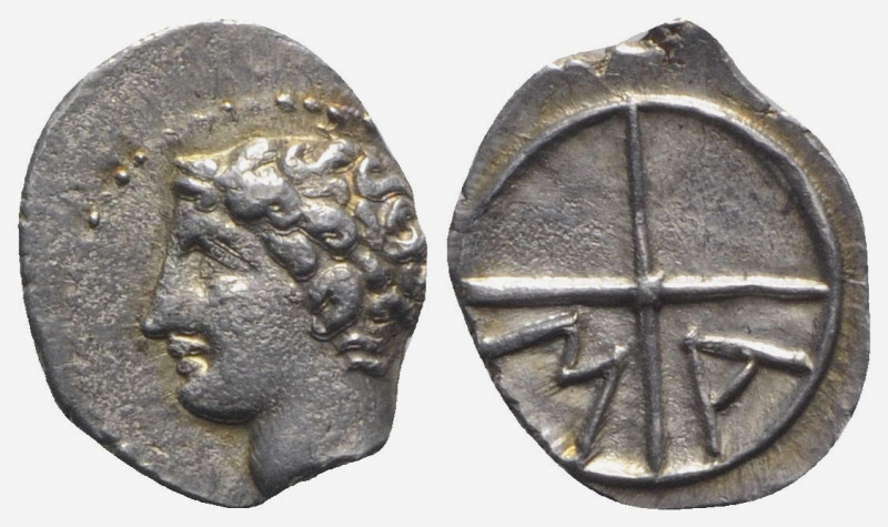 Gaul, Massalia, c. 218/5-200 BC. AR Obol (11mm, 0.62g, 6h). Bare head of Apollo ...