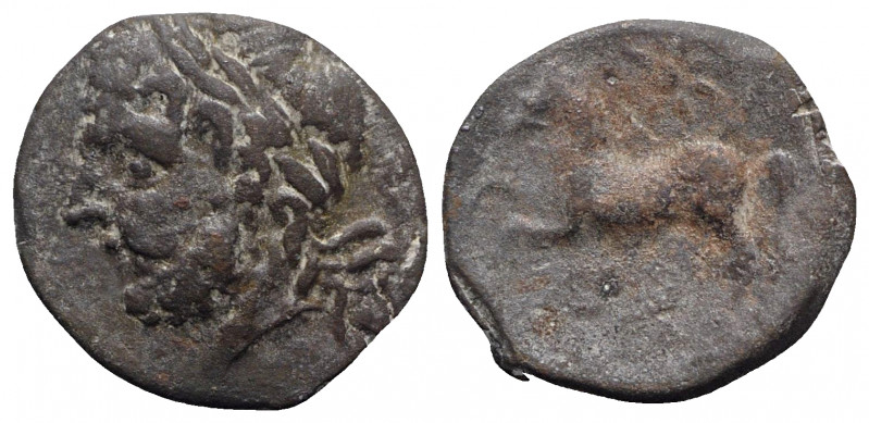 Northern Apulia, Arpi, c. 325-275 BC. Æ (15mm, 3.18g, 6h). Laureate head of Zeus...