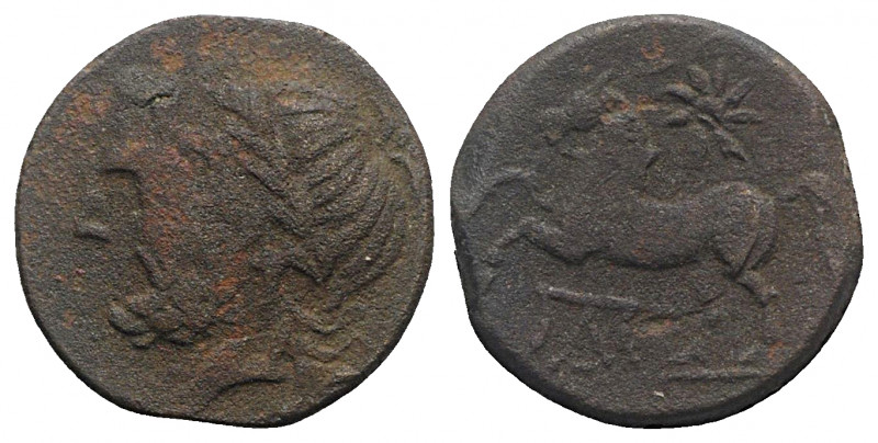 Northern Apulia, Arpi, c. 325-275 BC. Æ (14mm, 3.48g, 3h). Laureate head of Zeus...
