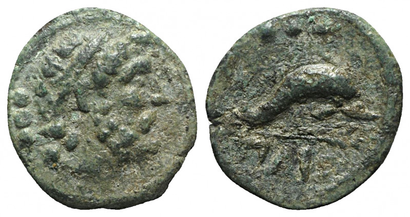 Northern Lucania, Paestum, c. 218-201 BC. Æ Quadrans (14mm, 2.26g, 6h). Diademed...