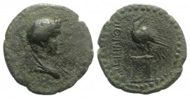 Thrace, Perinthos. Pseudo-Autonomous issue, 3rd century AD. Æ (22mm, 5.73g, 1h). Draped bust of Dionysos r. R/ Eagle standing l. on decorated altar, h...