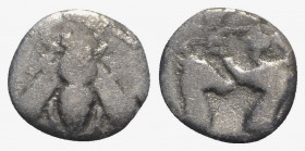 Ionia, Ephesos, c. 390-325 BC. AR Diobol (9mm, 1.00g, 11h). Bee with straight wings. R/ Two confronted stag’s heads. SNG Copenhagen 242-3; SNG Kayhan ...