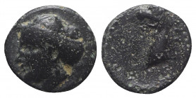 Ionia, Phokaia, c. 300 BC. Æ (11mm, 2.06g, 12h). Female head l. R/ Griffin head l. SNG Copenhagen 1031; SNG von Aulock 2135. Green patina, near VF